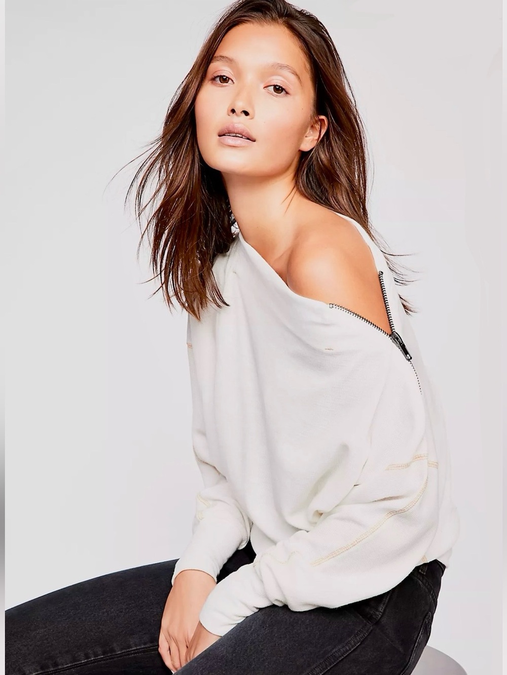 Free People Nikala Zip Shoulder Top